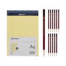 시그니처 리갈패드 A5 5p + 유니볼 연필 3H 12p, 옐로우(리갈패드), 1세트