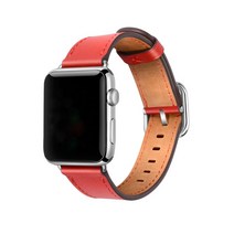 4YOU 애플워치 3/4/5/6/7/SE 스퀘어 레더 밴드 (38/40/41mm 호환가능), 레드, 1개