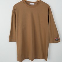 플레이즈 남성용 라벨 오버핏 7부 반팔 티셔츠