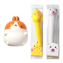 귀염 몰랑 스퀴시 + 스퀴시 중성펜 2p 세트, 갈색몰랑(스퀴시), 랜덤발송(중성펜), 1세트