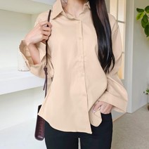 잘빠진 여성용 베이직 카라넥 셔츠