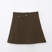 큐니걸스 더블똑딱 A라인 미니 레더 스커트