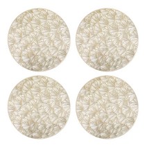 대한몰 북유럽 플라워 식탁 테이블 매트 4p, 열대야원형 골드, 38 x 38 cm