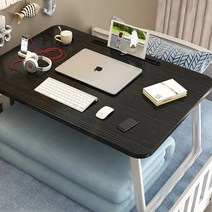 다목적 접이식 베드 책상 테이블 컵홀더형 M, 블랙