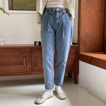 슈가펀 여성용 리덴 원핀턱 데님팬츠