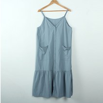 빼빼 여성용 슬리브리스 티어드 버튼 롱 원피스