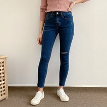 헤이진 여성용 칼구제 컷팅 스판 스키니진