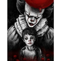 밀스턴 5D 할로윈 보석십자수 DIY 패키지 삐에로와아이, 혼합색상, 1개