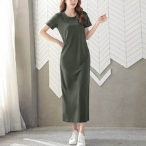 앤드스타일 여성용 백크로스 져지 반팔 롱 원피스 260945