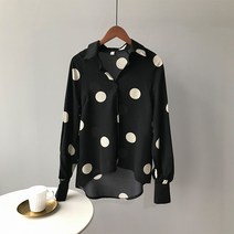 데이즈온샵 여성용 루즈핏 빅 도트 쉬폰 셔츠