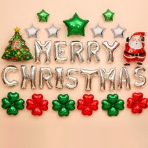 와우파티코리아 크리스마스 장식 메리크리스마스 실버 풍선 세트, 혼합색상, 1세트