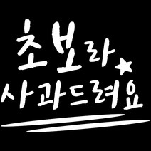 루키마켓 캘리그라피 사과캘리초보 차량용 스티커, 화이트, 1개