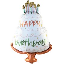 HAPPY BIRTHDAY 케이크 은박 풍선 CFA_09_16, 믹스, 1개