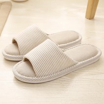 두발로 스트라이프 인생 거실화 룸슬리퍼, 베이지, 1세트