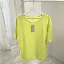 여성용 루즈핏 옆트임 라운드넥 반팔 니트