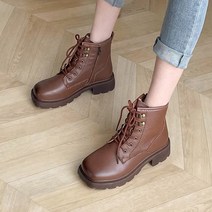 코나블루 여성용 기모안감 레이스업 워커 4cm DT3188