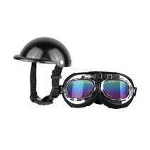 카르노코리아 강아지 라이딩 안전모 고글 세트, 레인보우, 1세트