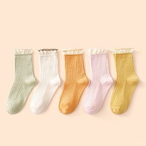 여아용 제이셀 파스텔 골지레이스 양말 5켤레 세트 SS130