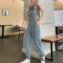 루나걸 피츠 데님 멜빵 팬츠
