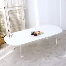 트리팜 LPM 오브제 타원형 접이식테이블 특대형 1200 x 600 mm, 화이트 무광
