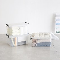 하우스레시피 이동식 투명 리빙박스 45L, 그레이, 3개