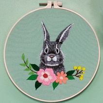 위즈앤위즈 누구나 DIY 프랑스자수 패키지 20cm, 1세트, 꽃토끼 05