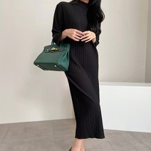 마이시즌 여성 오브 링클 반폴라 원피스