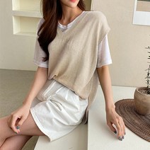 레몬소울 데아로 브이넥 썸머 니트 조끼