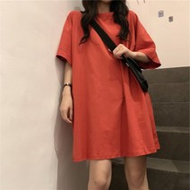 하이어리 여성용 오버핏 무지컬러 반팔티