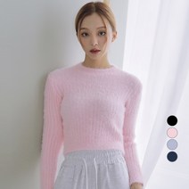 어썸어라운드 여성용 앙고라 라운드 크롭 니트