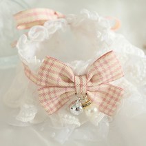 랜보어 반려동물 진주리본 레이스 케이프 L, 핑크, 1개