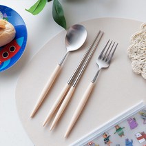 보겐 에펠 커트러리 실버 어린이 수저 포크세트, 크림, 숟가락 + 젓가락 + 포크