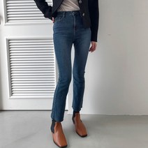 여성용 프라 기모 세미부츠컷 데님 팬츠