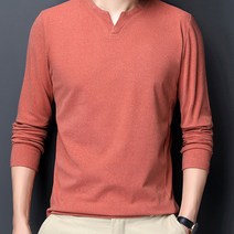 더시럽 남성용 슬림 세미브이넥 긴팔티