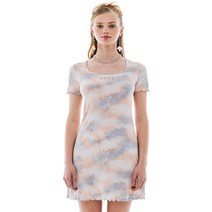 러닝하이 스퀘어 넥 타이 다이 슬림 드레스