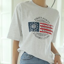 빼빼 여성용 라운드넥 반팔 영문프린팅 면 티셔츠
