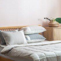 해밀홈 나노화이바 멜란 체크 차렵이불 패드세트 Q
