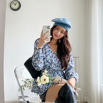 제이스타일 뮤베니 코듀로이 플라워 빅사이즈 블라우스