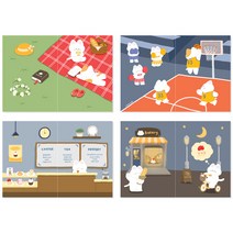 모노라이크 A5 하루 프리 노트 구름이 4종 A 세트, 혼합색상, 1세트