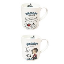 스누피 빈티지 머그컵 300ml x 2종 세트, 스누피 아코디언, 라이너스, 1세트