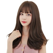 하이유니 레이어드 C컬 펌 통가발 56cm + 가발망 + 거치대 세트, 쿨브라운(가발), 랜덤발송(거치대)