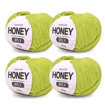 니뜨 허니 3ply 뜨개실 45g x 4p + 무료 도안 세트, 11 라임연두