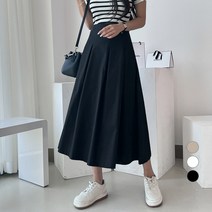 세컨그라운드 여성용 코튼 뒷 밴딩 플레어 스커트