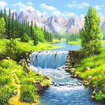 피포페인팅 DIY 풍경화 그리기 세트 여름 테마 시리즈 40 x 50 cm, Q3304