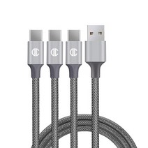 디씨네트워크 메탈 패브릭 USB-C타입 고속 충전케이블 3p, 3m, 그레이, 1개