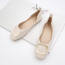 와이제이인터네셔널 스퀘어 로즈골드 금장 플랫슈즈 YJ0085