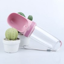 멍멍군나비양 강아지 산책 휴대용 원터치 필터 물병, 핑크, 1개