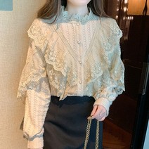 포플러앤씨 마가린 펀칭 레이스 블라우스