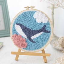 생활의지혜 펀치니들 프랑스 자수 DIY 취미 키트, 1세트, 15 블루배경고래