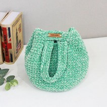 러브컨츄리 솜사탕 미니 토드백 만들기 뜨개질 DIY 키트, 1세트, 그린톤